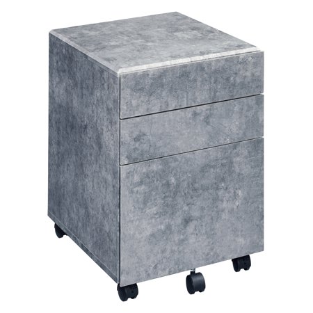 Faux Concrete Look Silver File Cabinet With 3 Drawers For Document Storage Stylish 3 Accent Modern Office