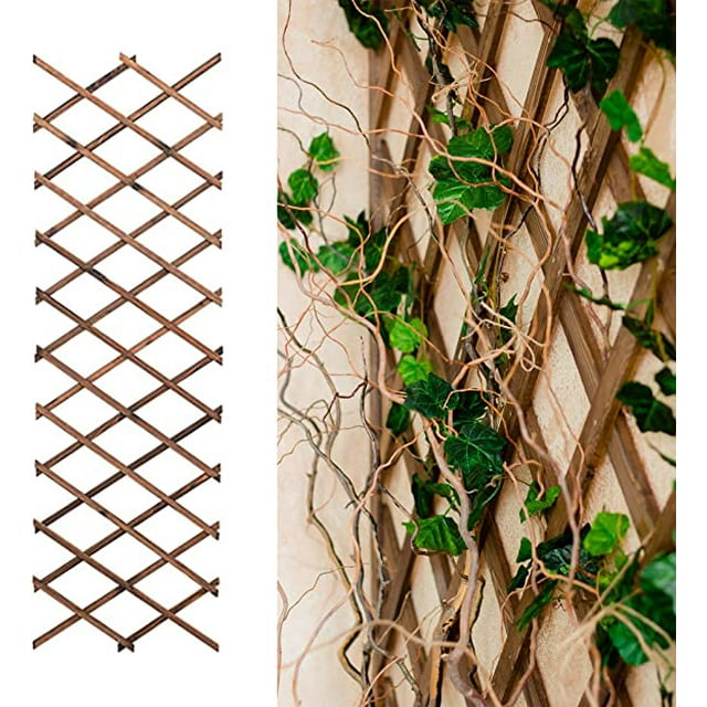 Enrejado de jardín para plantas trepadoras (180 cm x 25 cm) con panel de extensión de enrejado de madera, ideal para enrejado de valla para hiedra y plantas ER