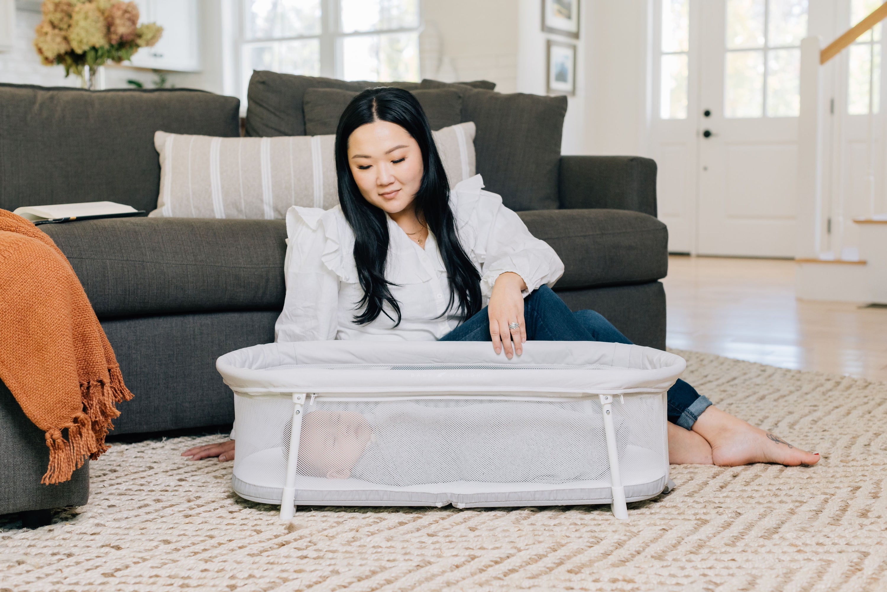 Baby Delight Snuggle Nest Portable Bassinet - Driftwood Grey