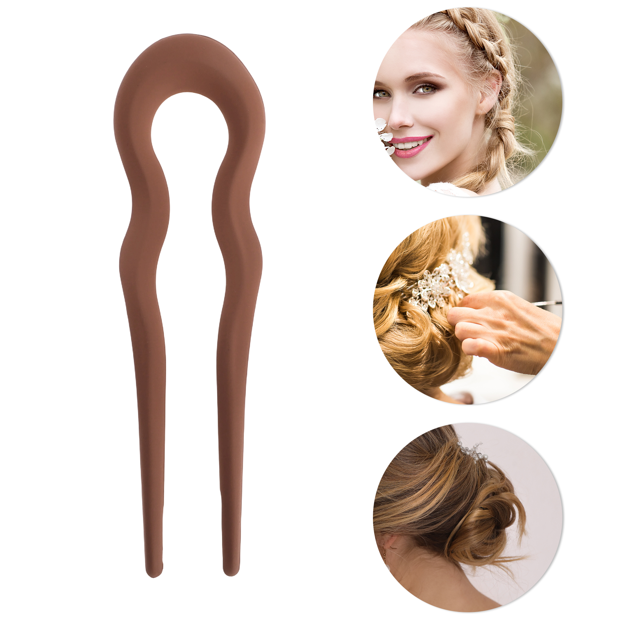 Unique Bargains U-shaped Hair Pin 5.04"x1.38" 1 Pc Coral Orange
