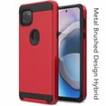 thumbnail image 2 of Kaleidio Case For Motorola One 5G Ace [Brushed Metal Texture] Hybrid 2-Piece Armor [Shockproof] Slim Cover [Red/Black], 2 of 4