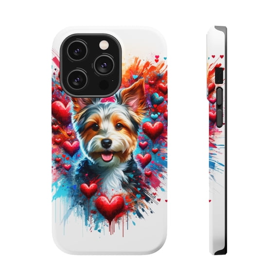 DistinctInk Tough Case for Apple iPhone 14 PRO (6.1" Screen), Compatible with MagSafe Charging - Valentine's Day Australian Terrier
