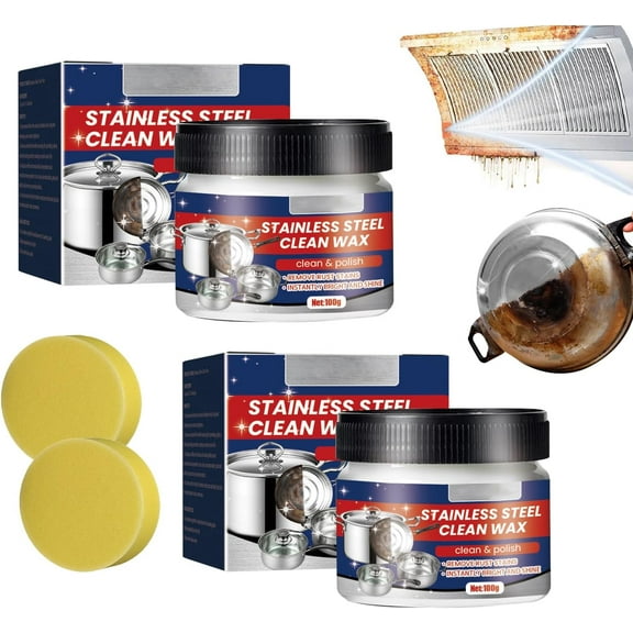 2PCS Magical Nano-Technology Stainless Steel Cleaning Paste, Effective Multi-Purpose Metal Polish and Cleaner for Kitchen Appliances, Oven, Sink, Pots and Pans
