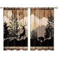 thumbnail image 6 of Rustic Cabin Forest Small Kitchen Curtains Woodland Farmhouse Brown Window Treatment Bear Deer Cafe Short Window Curtains for Bathroom Dining Room Animal Tier Treatment Drapes 26"W x 36"L, 6 of 6