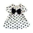 thumbnail image 4 of Teylalorva Girls Short Sleeve Dress, Cotton Ruffles Polka Dots Summer Cute Bow Casual A-Line Midi Dress Black 3-6Months, 4 of 8