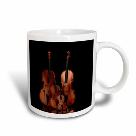 3dRose String instruments violin, bass and cello, Ceramic Mug, 11-ounce