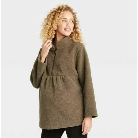 Sherpa Maternity Sweatshirt - Isabel Maternity by Ingrid & Isabel Olive Green M