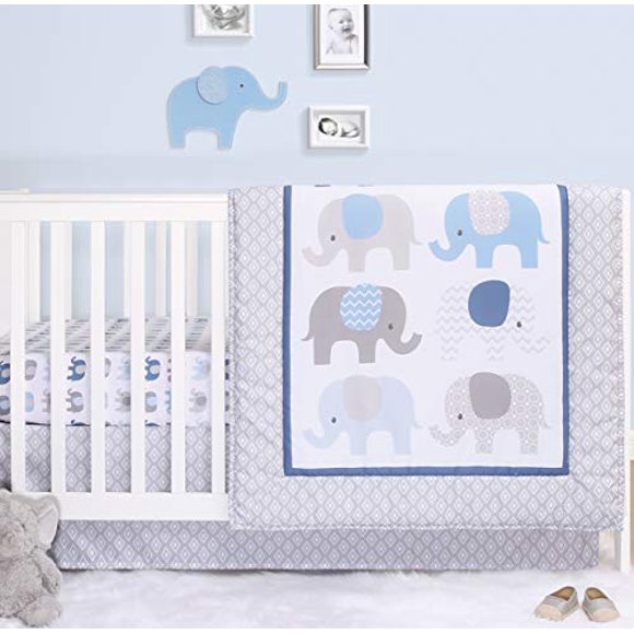 The Peanutshell Ensembles de Literie de Bassinette pour Garçons / Ensemble de Chambre de Bébé 3 Pcs / Couette de Bassinette, Drap-Housse de Bassinette, Jupe de Bassinette Incluse