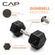 thumbnail image 4 of Set de mancuernas CAP de 136 kg con recubrimiento de goma y soporte, 4 of 6