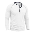 thumbnail image 4 of hotojiny Men's Long Sleeve Henley Shirts Cotton 3-Button Spring Casual T-Shirts Comfy Crew Neck Soft Muscle Tops(White,X-Large), 4 of 7