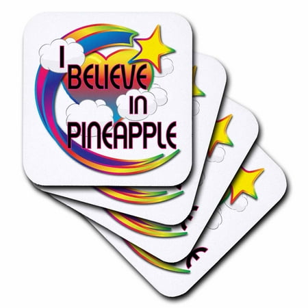 - 3dRose I Believe In Pineapple Cute Believer Design, Soft Coasters, set of 4