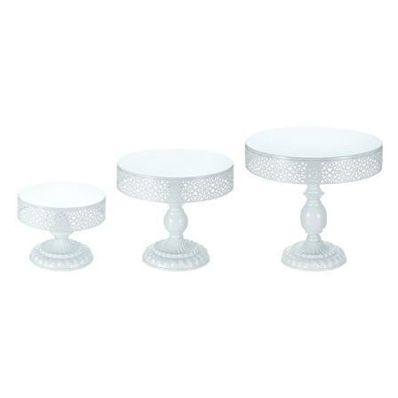 3pcs Round Cake Stand Set, 8/10/12 Inch Metal Cake Display Stand Dessert Table Display Set, White
