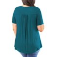 thumbnail image 4 of PATLOLLAV Plus Size Short Sleeve Tops,Womens Round Neck Solid Casual Shirts Lace Patchwork Blouses, 4 of 6
