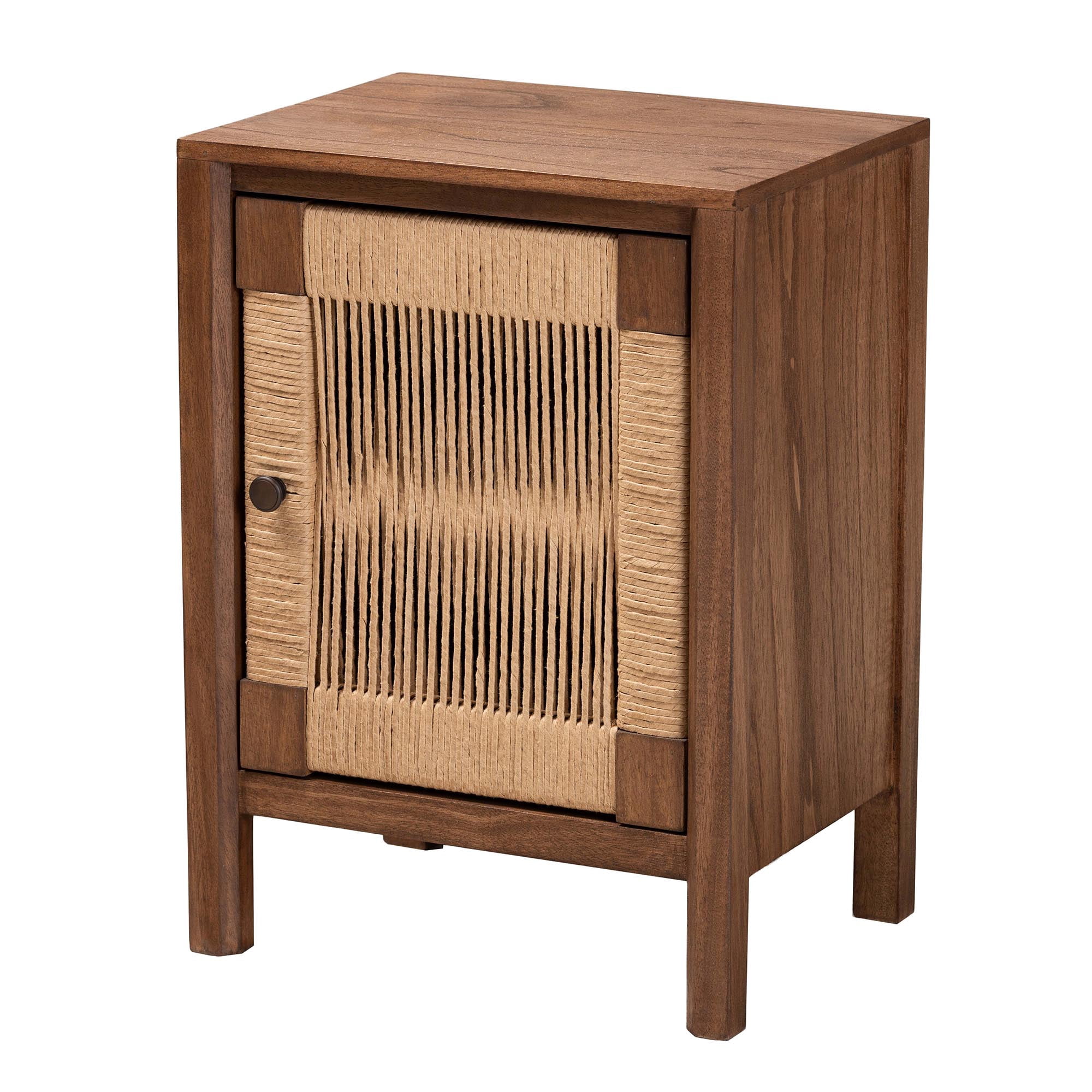 bali & pari Holitz Bayur Wood BOHO Nightstand, 1-Door, Walnut Brown