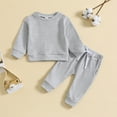 thumbnail image 3 of gljltg Toddler Baby Boy Clothes Solid Color Long Sleeve Crewneck Sweatshirt Top Casual Pants Set 2Pcs Fall Winter Outfits, 3 of 5