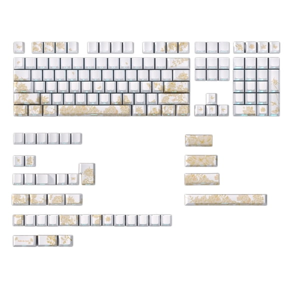 Platinums Embroidery PBT Original Height Keycaps 146/136 Keys Shine Through Backlit keycapst for Mechanical Keyboard MX