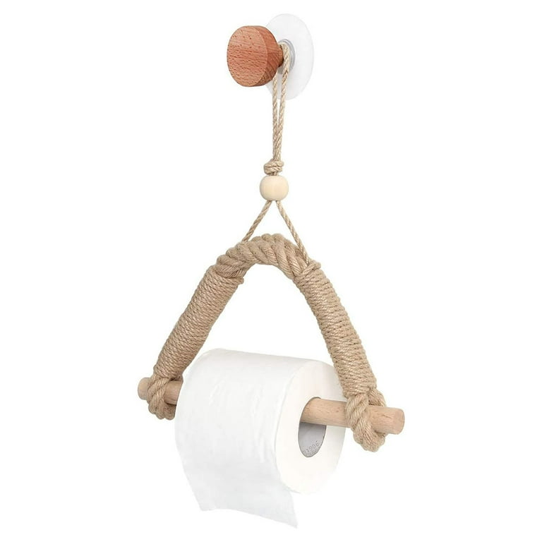 Creative Wooden Vintage Toilet Paper Roll Holder,Wall Mounted Toilet Tissue  Holder with Screws,Brown 