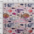 thumbnail image 3 of oneOone Cotton Jersey Fuschia Pink Fabric Asian Block Fish Sewing Material Print Fabric By The Yard 58 Inch Wide, 3 of 4