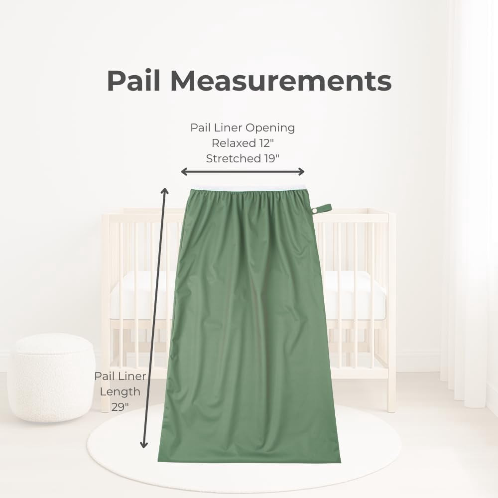 Pail Liner for Cloth Diapers - Reusable and Washable - Fits all Standard Diaper Pails - Waterproof Pail Liner with Strap for Diaper Pails, Laundry & Kitchen Garbage Cans (Garden - 2 Pk)