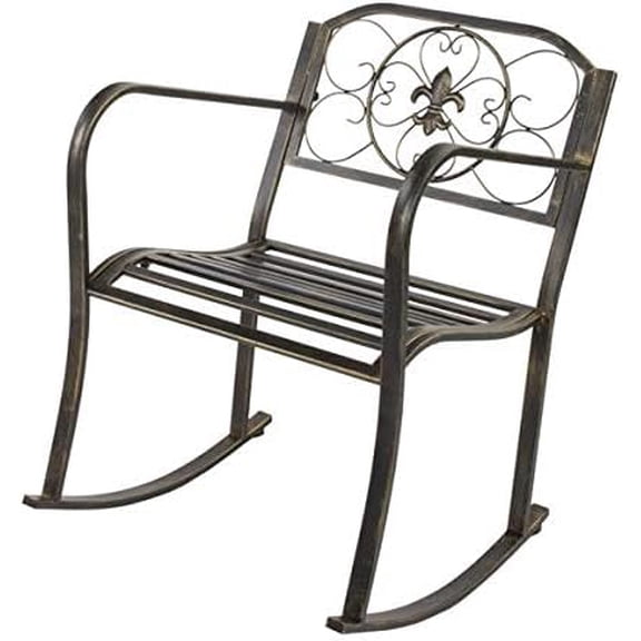 Metal Furniture Flat Tube Single Rocking Chair Bronze Color