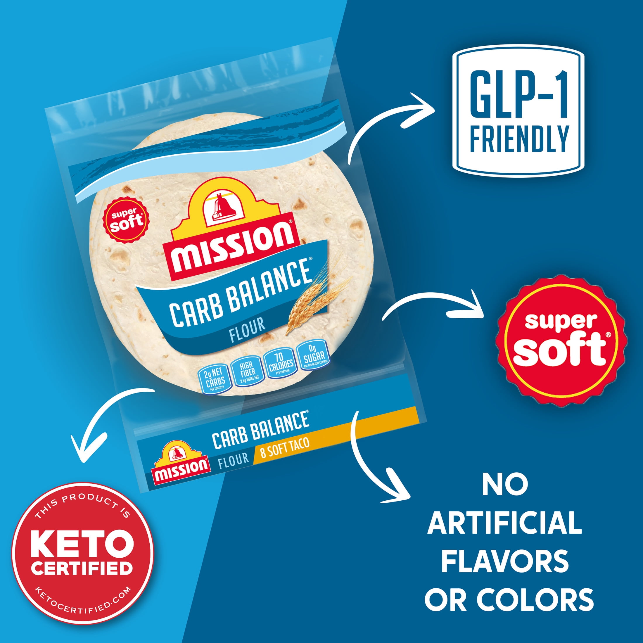 Mission Carb Balance Flour Tortillas, Soft Taco Size, 8 Count