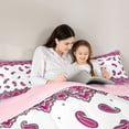 thumbnail image 4 of Homewish Vintage Pink Paisley Full Size Comforter Sets,Bohemian Exotic Style Bedding Comforter Set,Pink Reversible,3-Piece,1 Comforter and 2 Pillowcases, 4 of 7