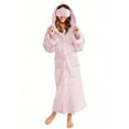 thumbnail image 3 of Hooded Nightgown for Women Double Sided Velvet Bathrobes Solid Color Long Sleepwear Robe Fleece Winter Pyjamas Hoody Robes Long Sleeve Home Clothing(Free Eye Mask), 3 of 8