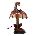 thumbnail image 5 of Altar Drake Dragon Rouge Ember Construction Feu avec Ses Ailes Lampe de Table Statue, 5 of 5