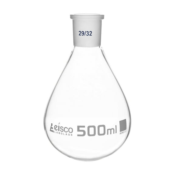 Evaporating Flask wih Joint, 500ml Capacity, Socket Size 29/32, Interchangeable Joint, Borosilicate Glass - Eisco Labs