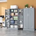 thumbnail image 6 of Casendy Pantry Cabinet with 2 Doors and 16 Shelves, Modern Kitchen Storage Cabinet with Adjustable Shelves, Kitchen Storage Cupboard for Dining Room, Living Room, Gray, 6 of 8