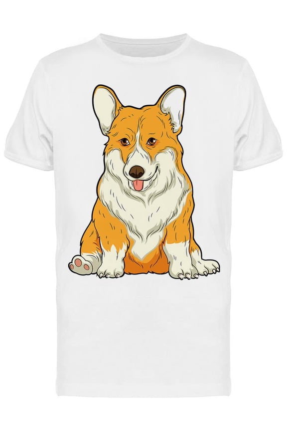 Funny Corgi, Sitting T-Shirt Men -Image by Shutterstock, Male XX-Large