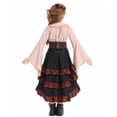 thumbnail image 3 of Pandaie Girls Pirated Outfit Retro Irregular Ruffle Skirt with Medieval Shirt Corset Waist Belt Headscarf Halloween Pirate Costumes Beige,10-12 Years, 3 of 7