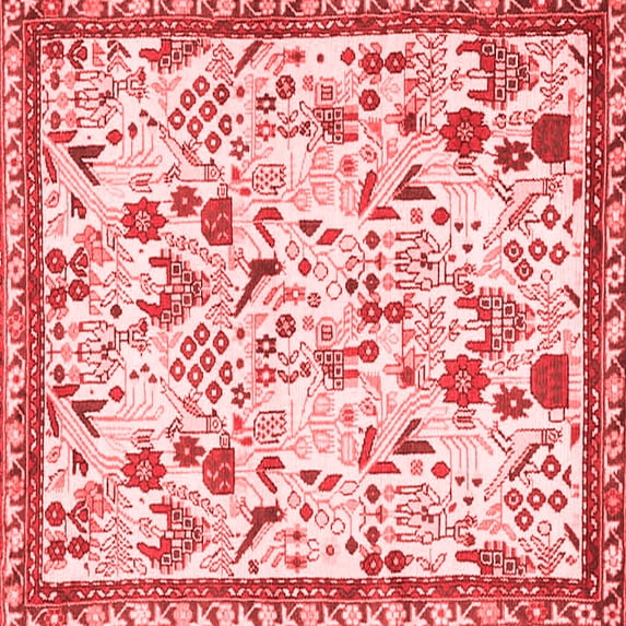 Ahgly Company Indoor Square Animal Red Traditional Area Rugs, 4' Square