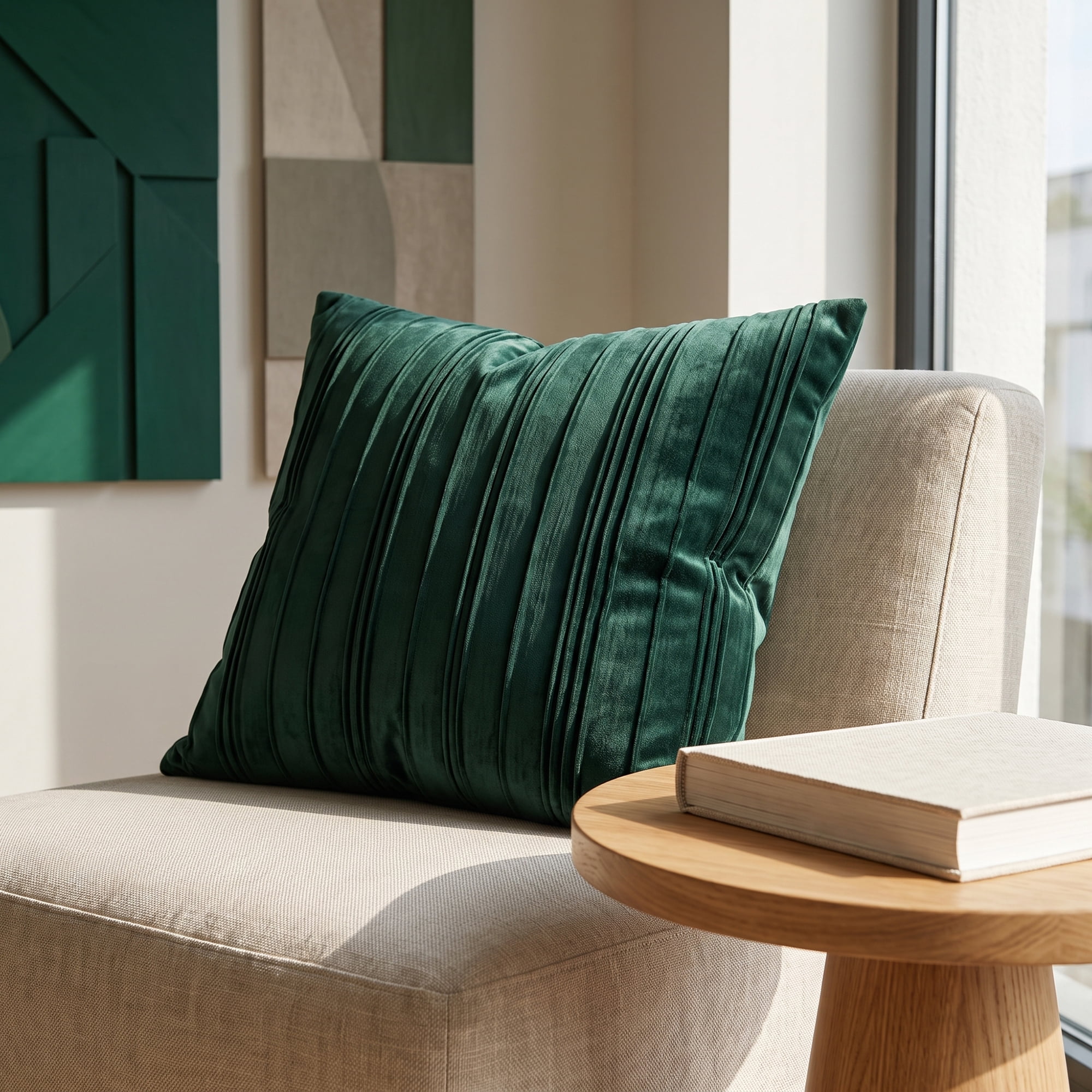 Unique Bargains 2Pcs Textured Throw Pillow Covers Couch Cushion Cases Dark Green 18" x 18"