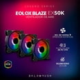 thumbnail image 3 of Kit 3 Ventiladores Gamer Balam Rush EOLOX BLAZE EX50K 120mm ARGB Diseño Circular Borde LED Rainbow 1500RPM Negro 3 Pin Controladora BR-937986, 3 of 6