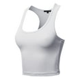 thumbnail image 2 of A2Y Women's Basic Cotton Casual Scoop Neck Cropped Racerback Tank Tops White L, 2 of 5