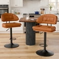 thumbnail image 3 of Hawsaiy Modern Bar Stools Set of 2, Ergonomic Double-Layer Upholstered Bar Stools with Back, Adjustable Swivel Barstools for Kitchen Island, Orange, 3 of 11