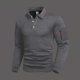 thumbnail image 1 of pstuiky camisas de manga larga para hombre, Camiseta de manga larga con solapa y botones para hombre, color liso, con cuello cuadrado pequeño camisetas de hombre l, 1 of 7