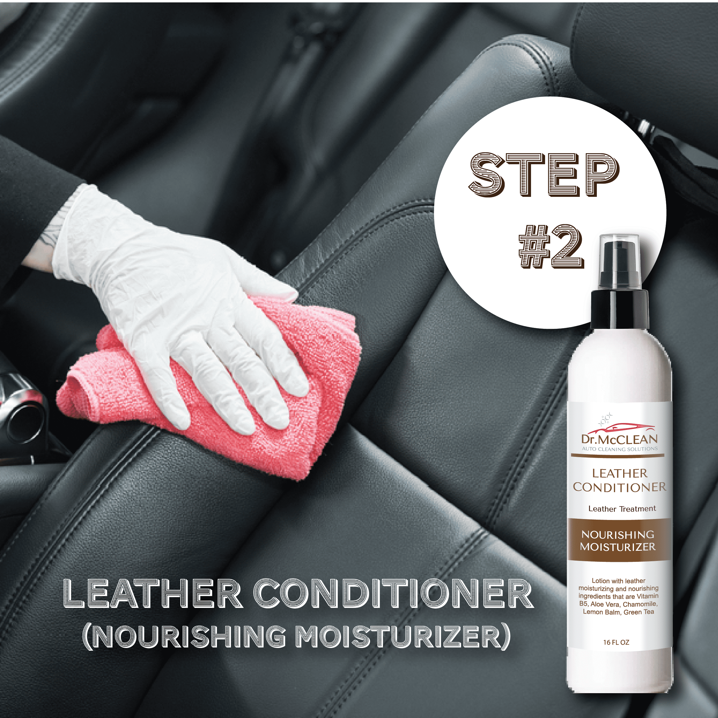 Leather Cleaning Treatment Set of 3 of 8oz of Cleanser, Moisturizer and Polishing