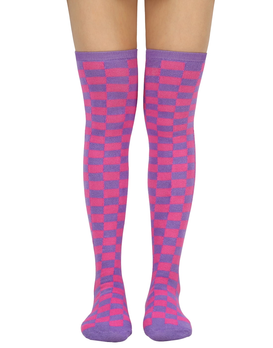 HDE Womens Thigh High Socks, Checkered 