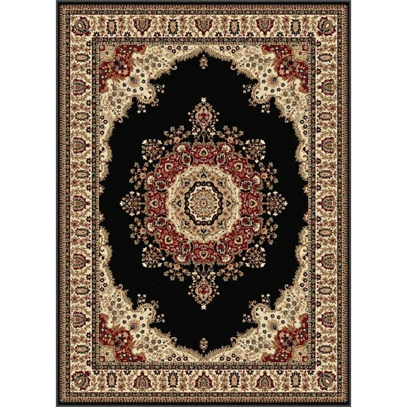 Tayse Sensation Area Rug SNS4703 Transitional Black Medallion Border 10' 6" x 14' 6" Rectangle