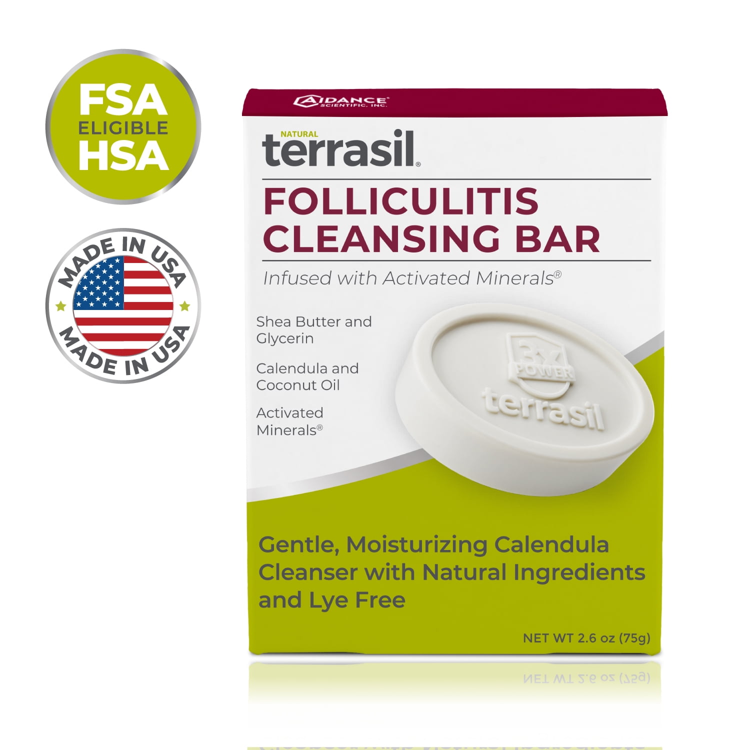 Folliculitis Soap Cleansing Bar by Terrasil - Featuring Natural Tea Tree Oil & Calendula (75gm Bar)