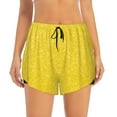 thumbnail image 2 of Goofa Yellow Glitter Printed Women 2 in 1 Running Shorts,Quick Dry Athletic Workout Shorts,High Waisted Athletic Shorts with Liner Pockets-XX-Large, 2 of 9