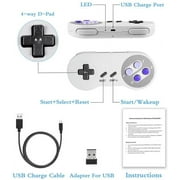 2.4 GHz Wireless Controller for SNES Classic Edition&NES Classic Edition,LUXMO Wireless SNES USB Classic Controller Gamepad for Windows Laptop PC Mac Raspberry PI System(2 Pack)