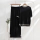 thumbnail image 1 of ICHUANYI Clearance Women Summer Pants Printing Short Sleeved Shirt Casual Two Piece Suit(Black, L) ICHUANYI WER2023080706965, 1 of 3