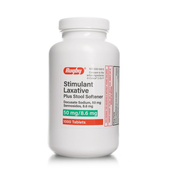 DOCUSATE SODIUM 50MG & SENNA 8.6MG - 1000 Tablets (COMPARE TO COLACE 2-IN-1)