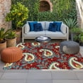 thumbnail image 2 of Red Boho Botanical Outdoor Rug for Patio/Deck/Porch, Non-Slip Large Area Rug 3 x 5 Ft, Southwestern Retro Leaves Ethnic Tribal Indoor Outdoor Rugs Washable Area Rugs, Camping Rug Carpet Runner, 2 of 8