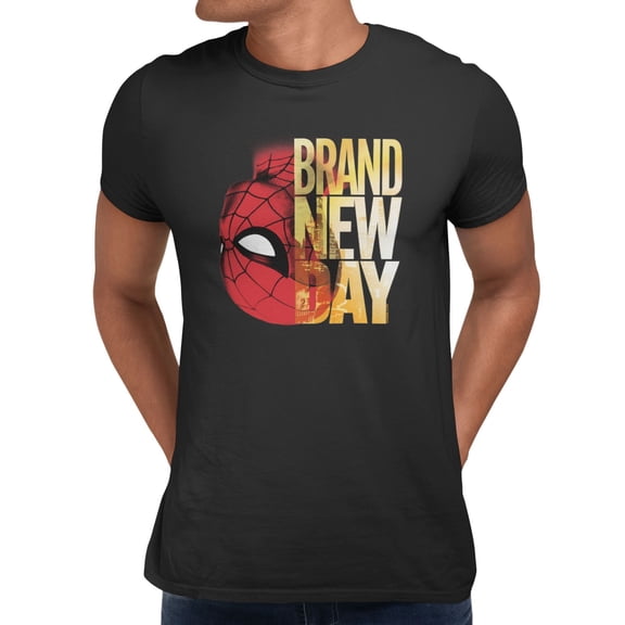 Marvel Spider-Man Brand New Day Men's Spidey Upside Down Logo T-Shirt (Black, S-XXXL)