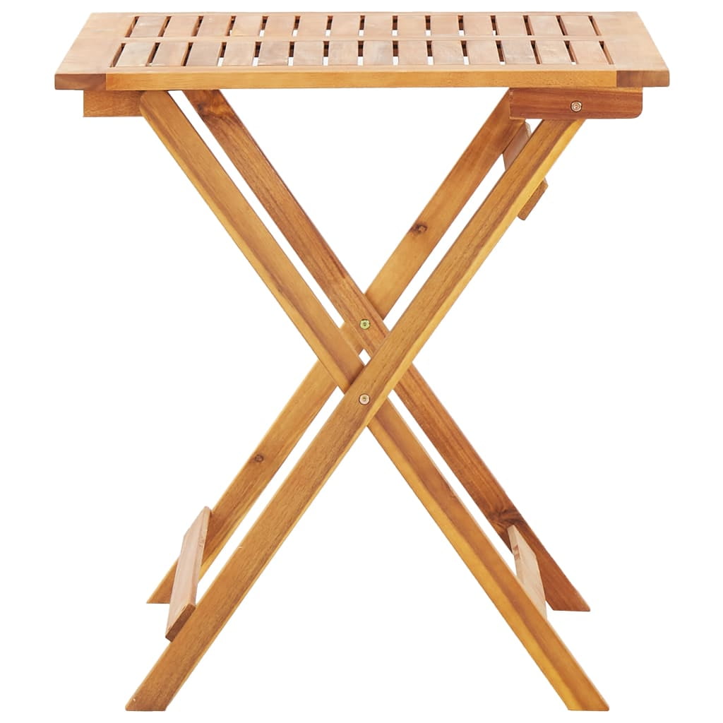 Kepooman 27.6" x 27.6" Outdoor Garden Folding Table, Patio Solid Acacia Wood Bistro Table with A Umbrella Hole