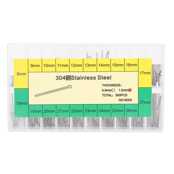 Surtido de pasadores de acero inoxidable para correa de reloj de pulsera de 1 mm, 8-27 mm